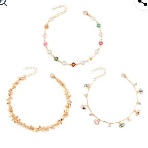 Austrian Crystal Charm Anklet set of 3 - Picture 2 of 16